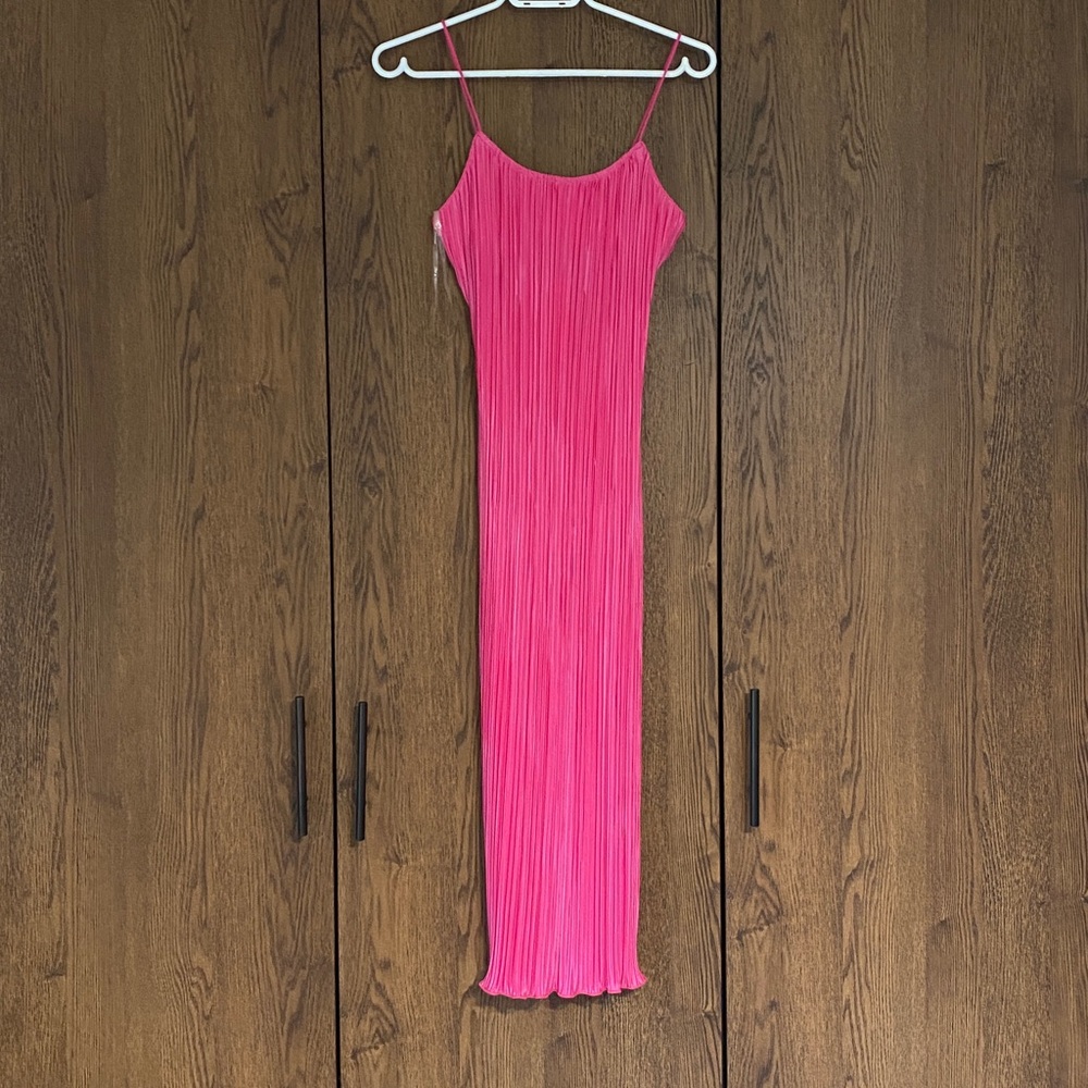 Vibrant Pink Stretchy Dress with spaghetti straps